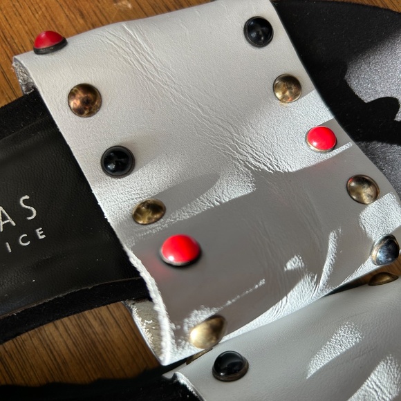 White Leather Slip on Sandals - Picture 6 of 11